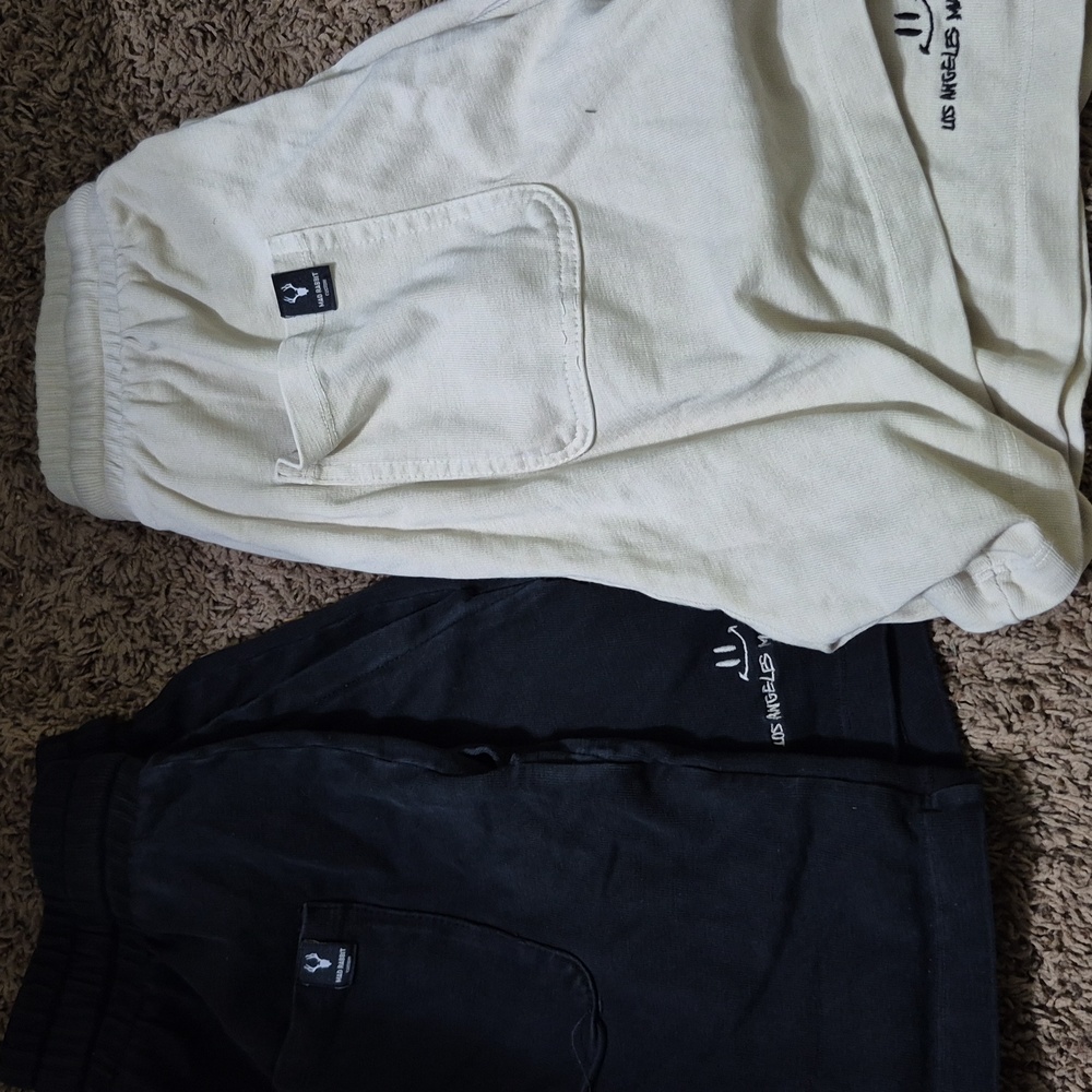 2 Mad Rabbit Black and Cream Shorts Set